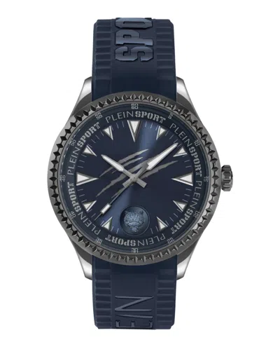 Plein Sport Mens Lineman Three Hand Quartz Blue Silicone 45mm In Multi