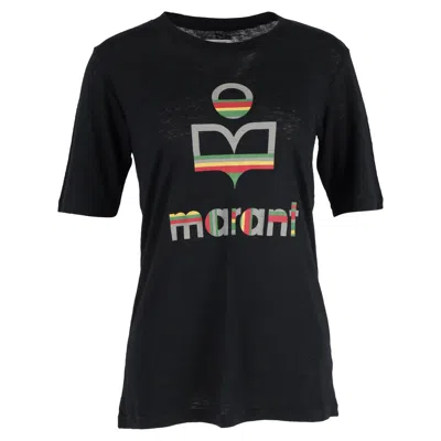 Isabel Marant Etoile Kolda Printed Crewneck T-shirt In Black Linen In Black