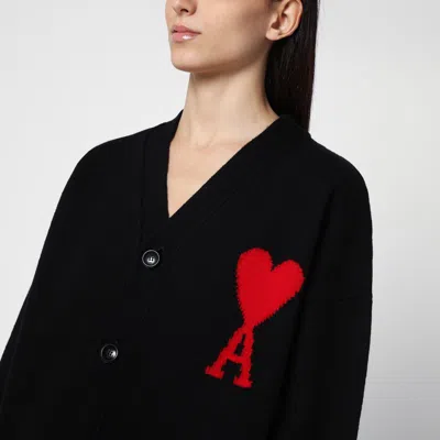 Shop Ami Alexandre Mattiussi Ami De Coeur Black Cardigan