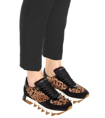 Shop Dolce & Gabbana Suede, Patent Leather And Printed Fabric Sneakers In Llack