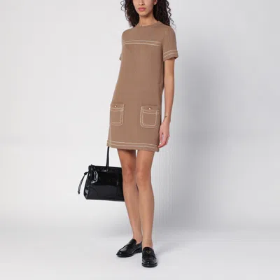 Prada Camel-coloured Cashmere Short Dress In Brown