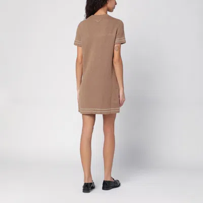Prada Camel-coloured Cashmere Short Dress In Brown