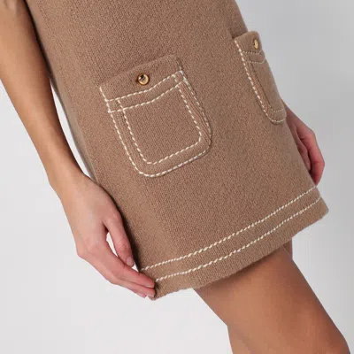Prada Camel-coloured Cashmere Short Dress In Brown