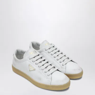 Prada White Worn Effect Sneaker In White