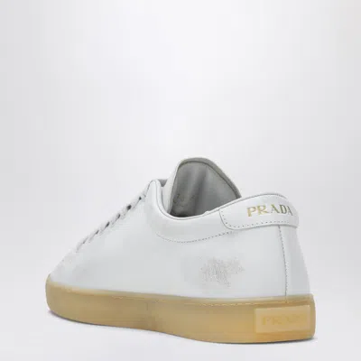 Prada White Worn Effect Sneaker In White