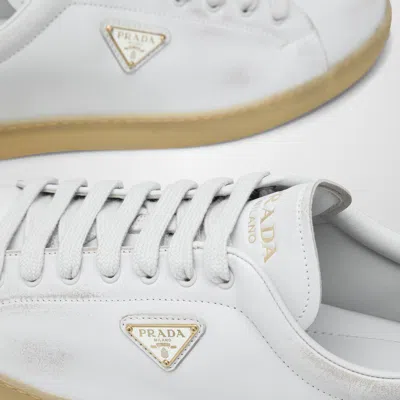 Prada White Worn Effect Sneaker In White