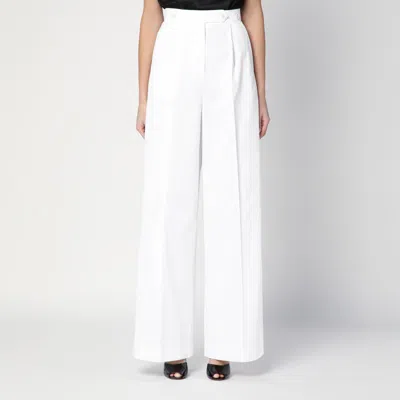 Givenchy Womens White Pleated Two-slip-pockets Wide-leg High-rise Cotton Trousers In White