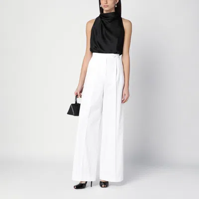 Givenchy Womens White Pleated Two-slip-pockets Wide-leg High-rise Cotton Trousers In White