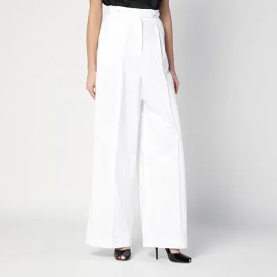 Givenchy Womens White Pleated Two-slip-pockets Wide-leg High-rise Cotton Trousers In White