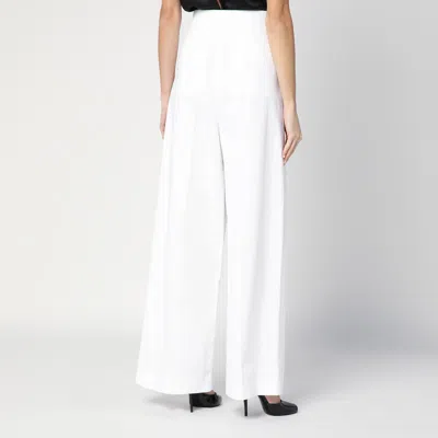 Givenchy Womens White Pleated Two-slip-pockets Wide-leg High-rise Cotton Trousers In White