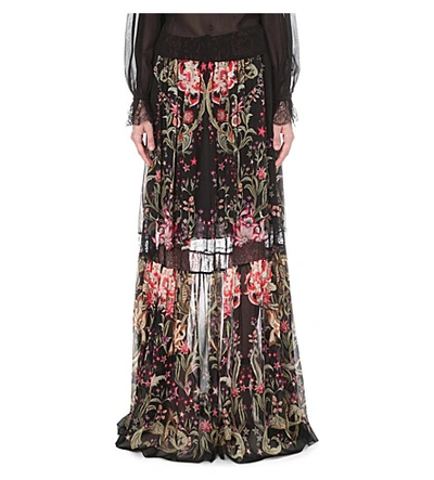 Roberto Cavalli Galaxy Garden Silk Maxi Skirt