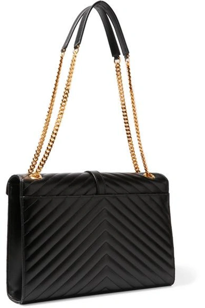 Shop Saint Laurent Cassandre Large Quilted Textured-leather Shoulder Bag In Black