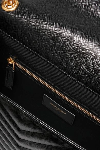 Shop Saint Laurent Cassandre Large Quilted Textured-leather Shoulder Bag In Black