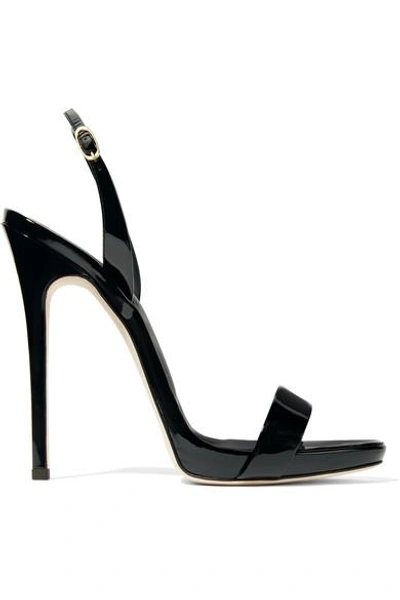 Shop Giuseppe Zanotti Sophie Patent-leather Slingback Sandals In Black