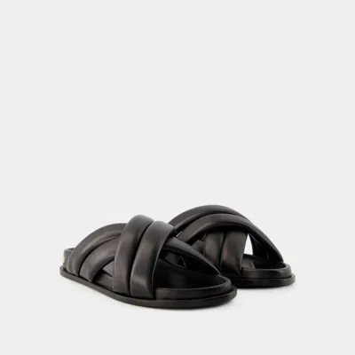 Anine Bing Lizzie Leather Cross-strap Slides In Black