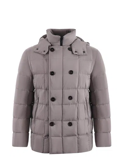 Fay Quilted Nylon Down Jacket In Grey