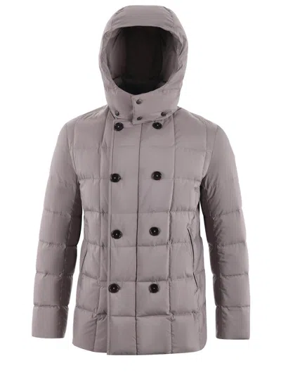 Fay Quilted Nylon Down Jacket In Grey