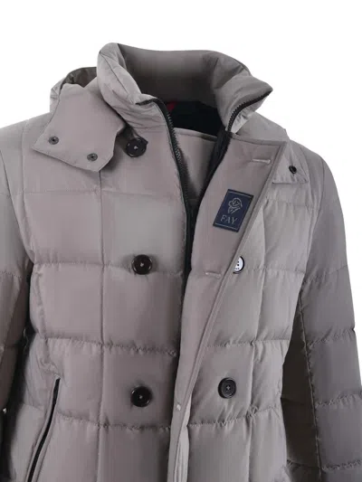 Fay Quilted Nylon Down Jacket In Grey