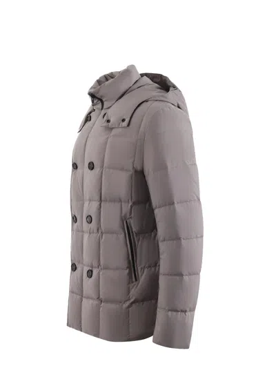 Fay Quilted Nylon Down Jacket In Grey