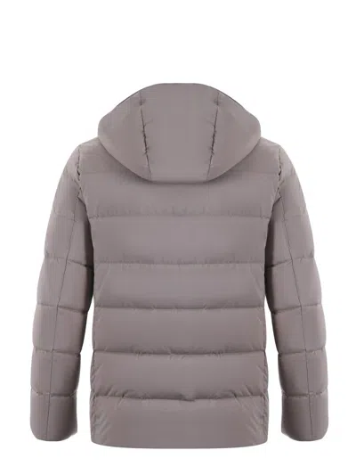 Fay Quilted Nylon Down Jacket In Grey