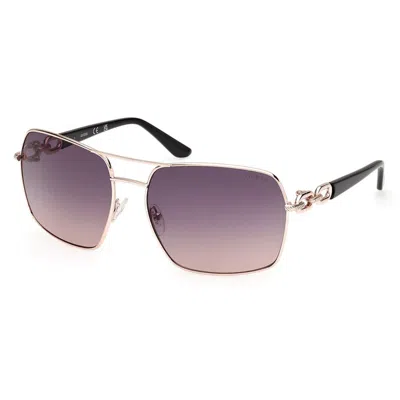 Guess Smoke Gradient Navigator Ladies Sunglasses Gu00159 28b 63 In Gold