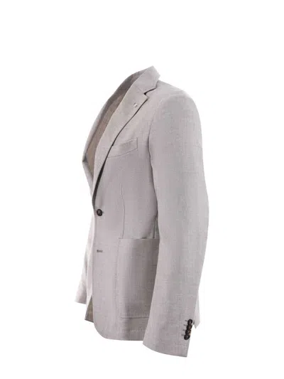 Manuel Ritz Stretch Wool Jacket In Sabbia Melange