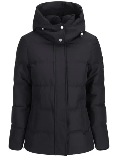 Moose Knuckles Quilted Padded Hooded Jacket With Zippered Pockets In Blue