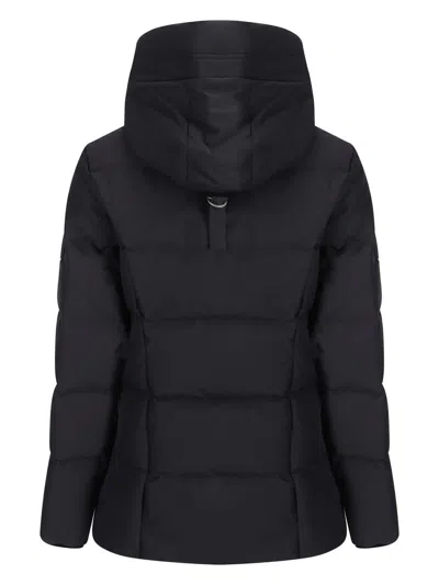 Moose Knuckles Quilted Padded Hooded Jacket With Zippered Pockets In Blue
