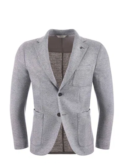 Paoloni Man Blazer Steel Grey Size 42 Cotton, Polyamide, Polyester In Grey