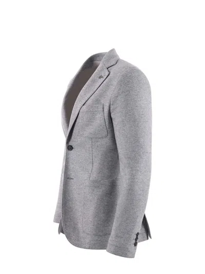 Paoloni Man Blazer Steel Grey Size 42 Cotton, Polyamide, Polyester In Grey