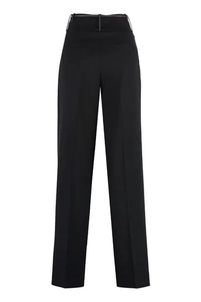 Peserico Women's Wool Blend Trousers In Black