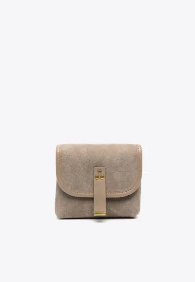Jérôme Dreyfuss Croc-embossed Suede Wallet In Taupe