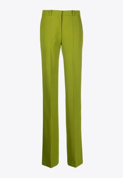 Del Core Straight-leg Wool Pants In Green