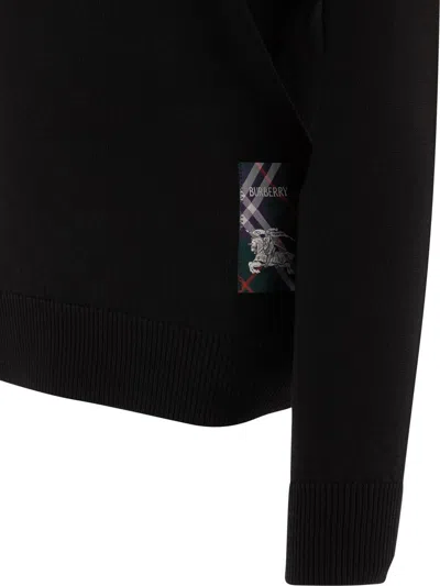 Burberry Ekd Patch Ribbed Knit Sweater In Black