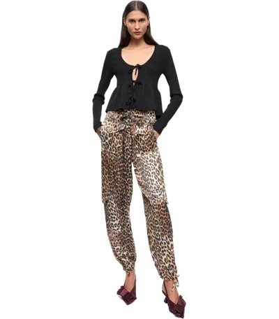 Shop Ganni Black Cardigan With Laces