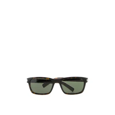 Saint Laurent Square Logo Sunglasses In Brown