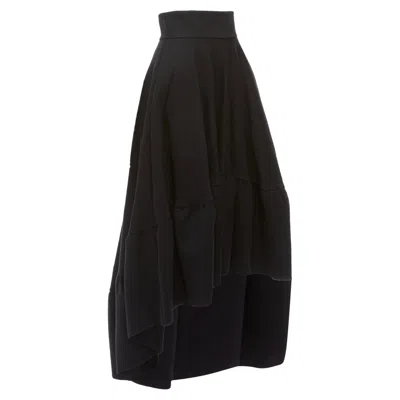 Antonio Berardi Cotton Blend High Low Dramatic Ruffle Skirt In Black