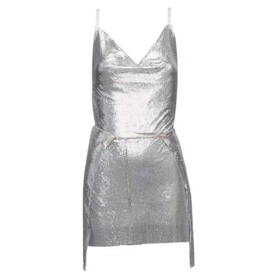 Poster Girl Adrianne Aluminium Silver Chainmail Top Skirt Dress In Silver