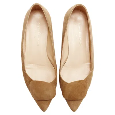 Rupert Sanderson Aga Sand Suede Square Flats In Brown