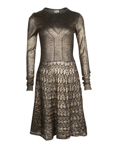 Temperley London Knitted Long Sleeve Dress In Metallic Gold Wool In Gold