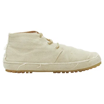 Maison Margiela Canvas Leather Lace Up Espadrille Boots In Beige