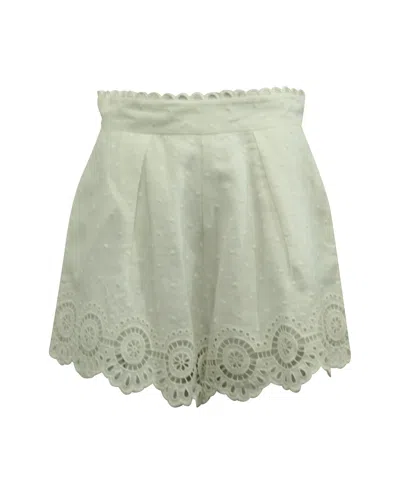 Zimmermann Bellitude Scallop Shorts In White Linen In White