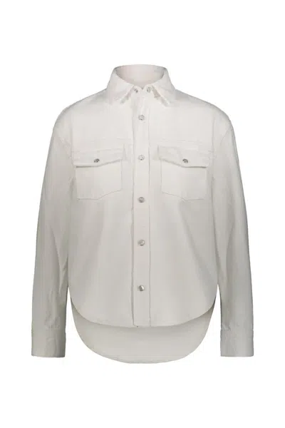 Wardrobe.nyc Denim Jacket With Chest Pockets And Collared Neck In White