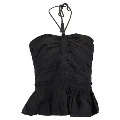 Ulla Johnson Adaleigh Keyhole Peplum Top In Black Cotton In Black