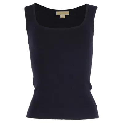 Michael Kors Square Neck Top In Navy Blue Wool In Blue
