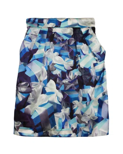 Mary Katrantzou Printed Skirt In Blue Silk In Blue