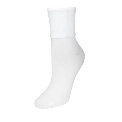 Jefferies Socks Women's Plus Size Cotton Turn Cuff Sock In White
