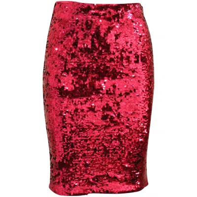 Alice And Olivia Alice & Olivia Ramos Sequin Pencil Skirt In Fuchsia Pink Polyester In Pink