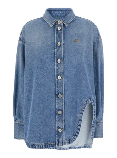 Attico Diana Denim Shirt Long Sleeves In Blue
