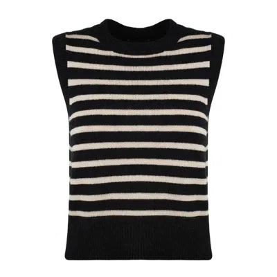 Roberto Collina Lupetto Slipover Rigato In White, Black